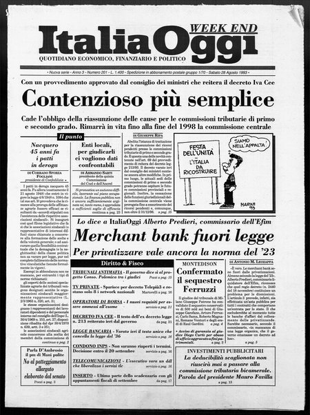 Italia oggi : quotidiano di economia finanza e politica